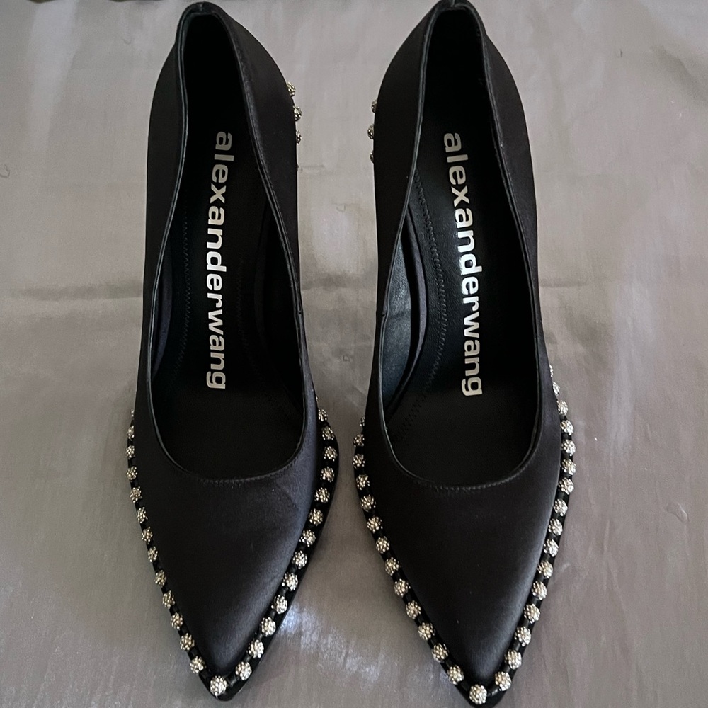 Alexander Wang Rie Crystal Satin Pointed Toe Heel Pump New - Picture 10 of 14
